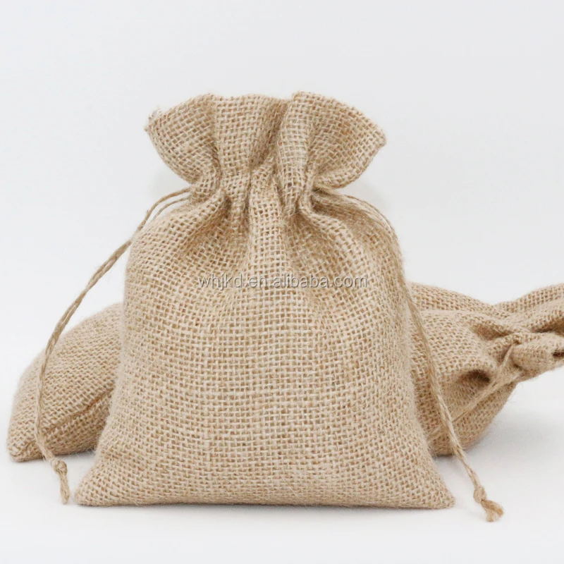 Custom printed gift hessian nepal hemp pouches wholesale hemp jute drawstring bags
