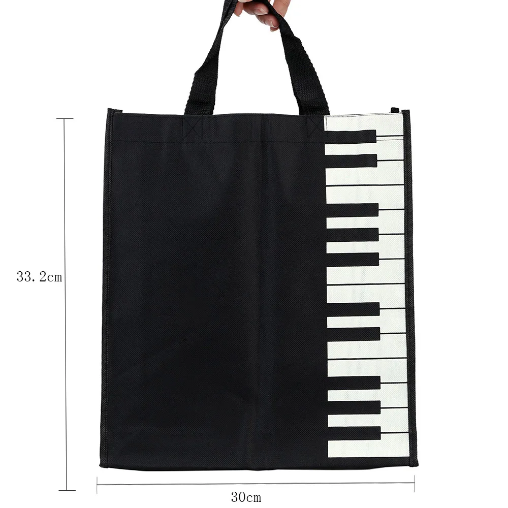 Fashion Piano Keys Design Music Handbag, Cute Tote Shopping Bag, Canvas bag with pp webbing handle