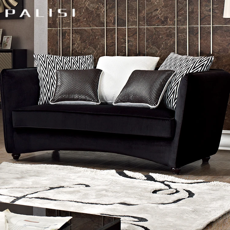 Итальянский современный классический черный бархатный тканевый деревянный диван для отеля (60726517238)