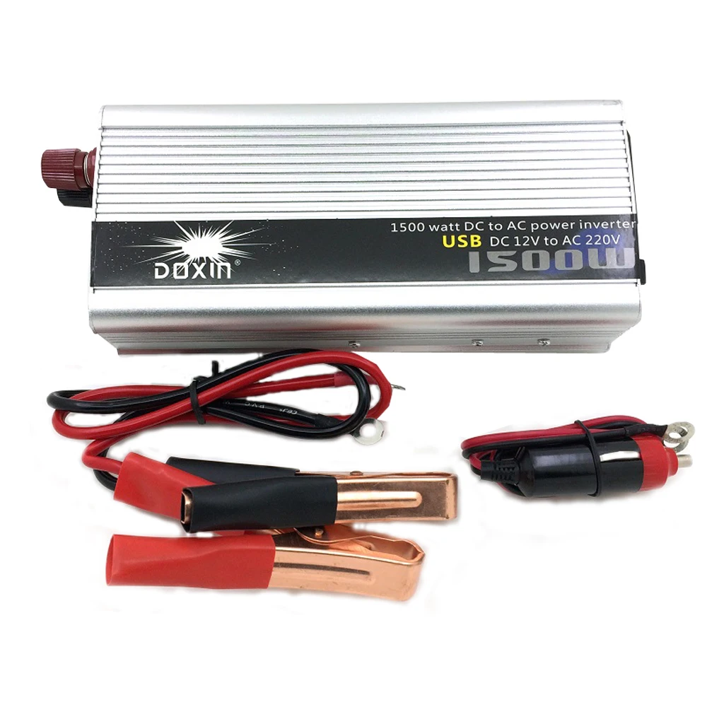 
New Arrive 1500W Power Inverter Pure Sine Wave USB DC 12V 24V to AC 220V Solar Power Inverter Peak Power 4000W Free Shipping 