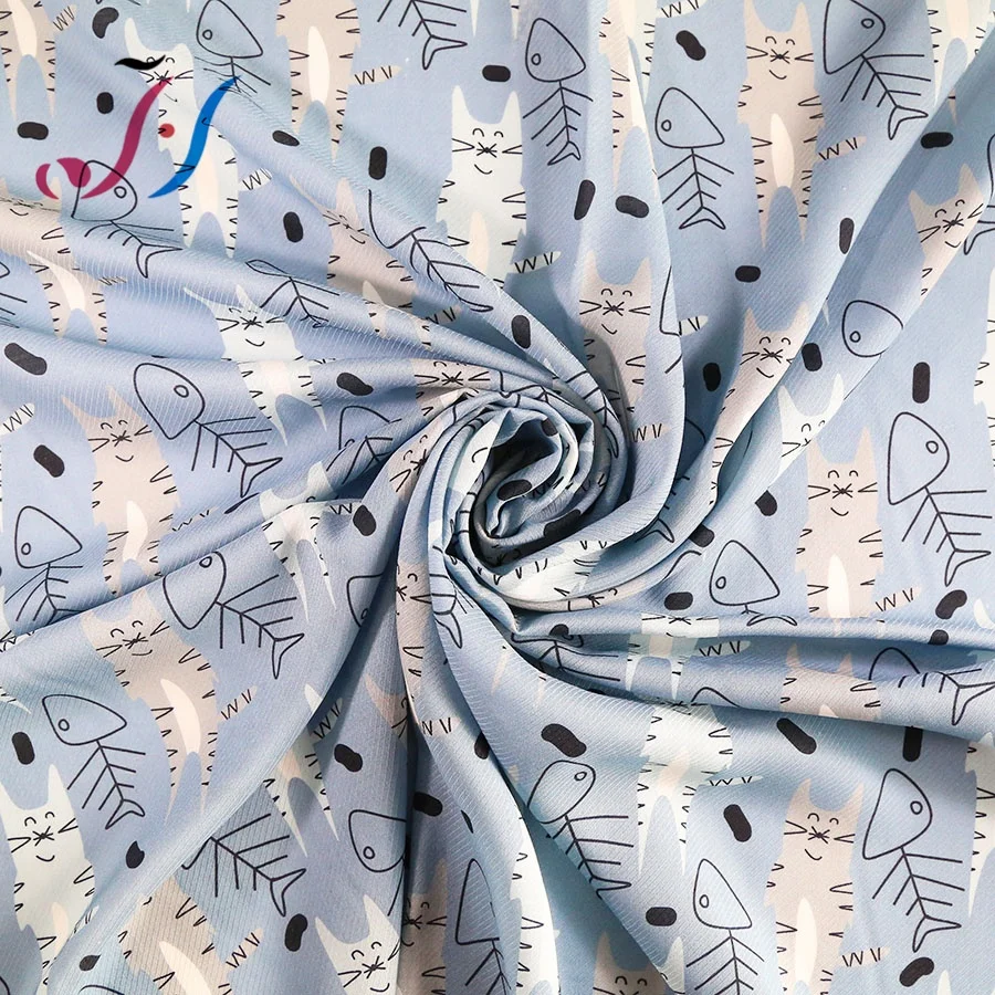 Digital printed rayon cartoon design twill woven fabric for kids