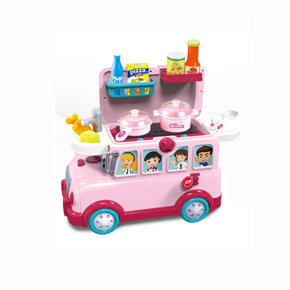 
Wholesale funny pretend play kitchen toy plastic food bus toy for kids 
