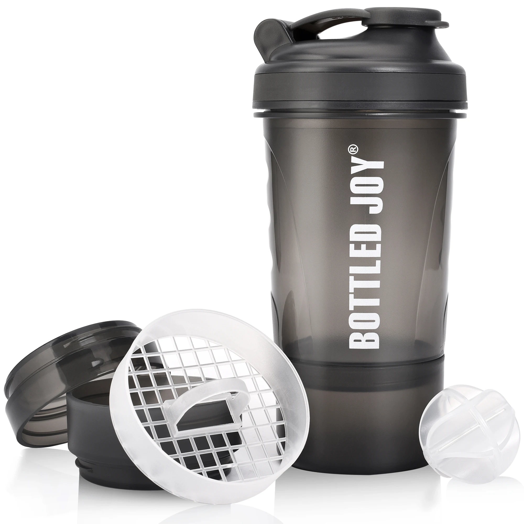 
Customized Joyshaker Plastic protein shaker bottle powder storage,Protein Shaker Cup with mixer ball wholesale 