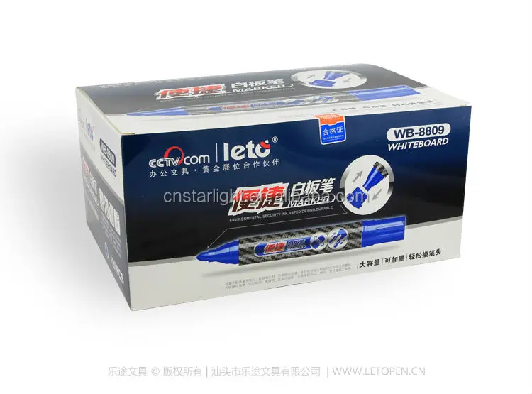 WB-8809 dry erase marker quality whiteboard marker refillable spare tip in back cover whiteboard marker