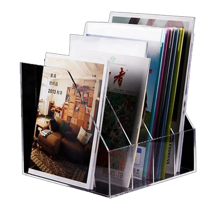 Wholesale clear acrylic display holder rack for file brochure magazine Organizer on desk