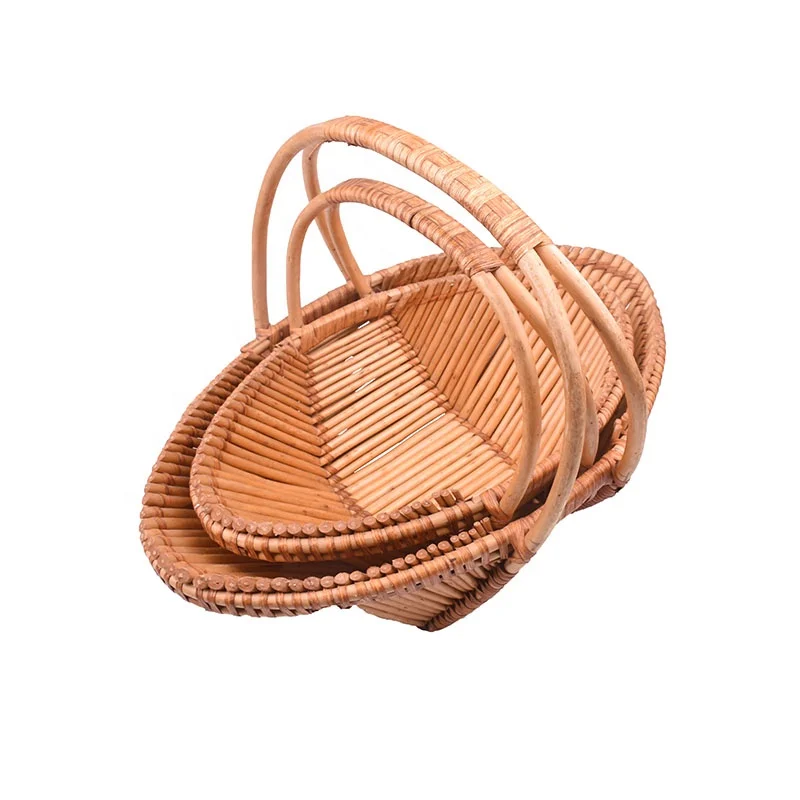 
2020 handmade wicker woven storage basket with handle/ Custom Size high quality wicker picnic basket set 