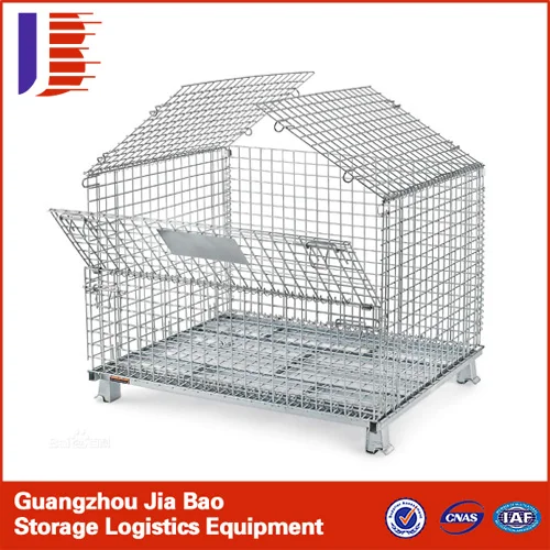 wholesale wire baskets/Folding industrial stack-able secure metal cage storage with Chinese supplier