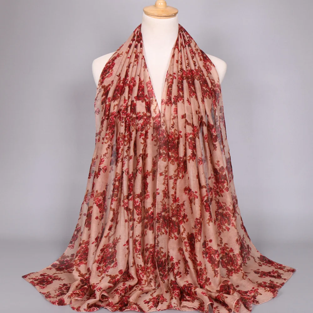 
Zakiyyah BS389 Pashmina Scarf Turkish Hijab Floral Design For Muslim Girl Islamic Women Shawls 