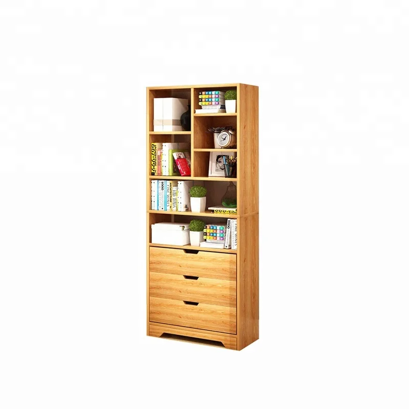 
2018 hot sale modern wooden bookcase with study table / book shelf / book rack 