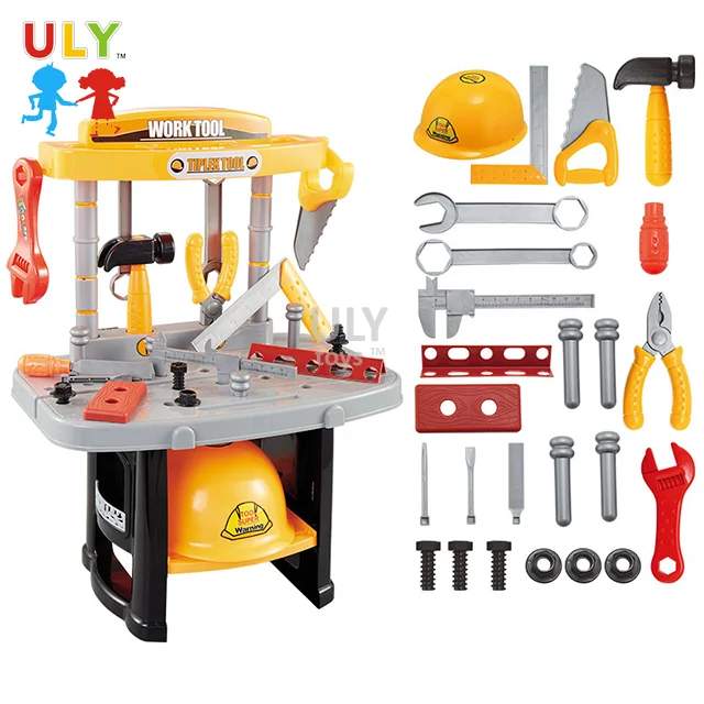 Wholesaler children tool set for kids pretend play toys for kids table set toy with safe head