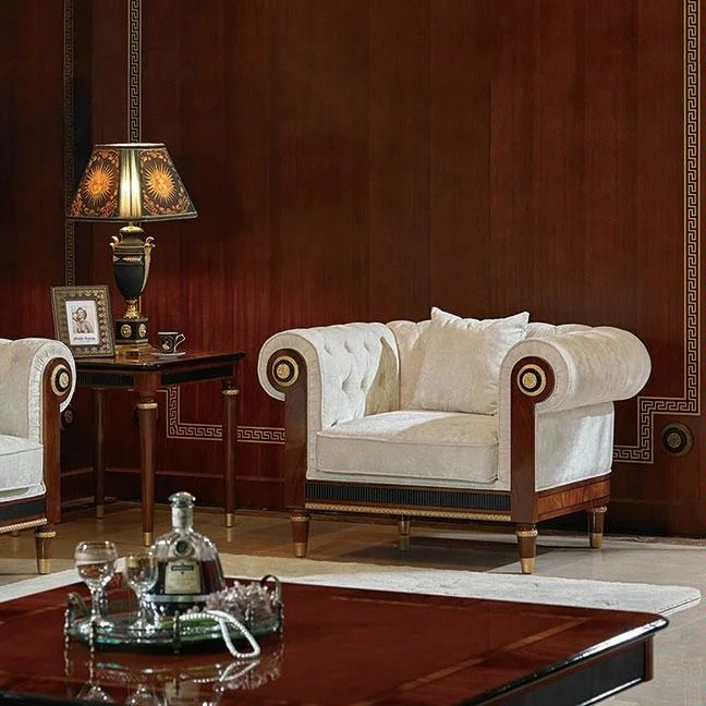 Luxury design European style furniture solid wood antique classic sofa set