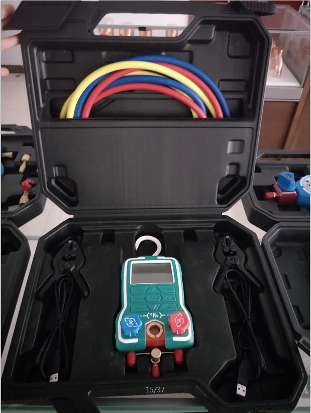 Refrigerant refrigeration digital electronic double pressure gauge manifold set B