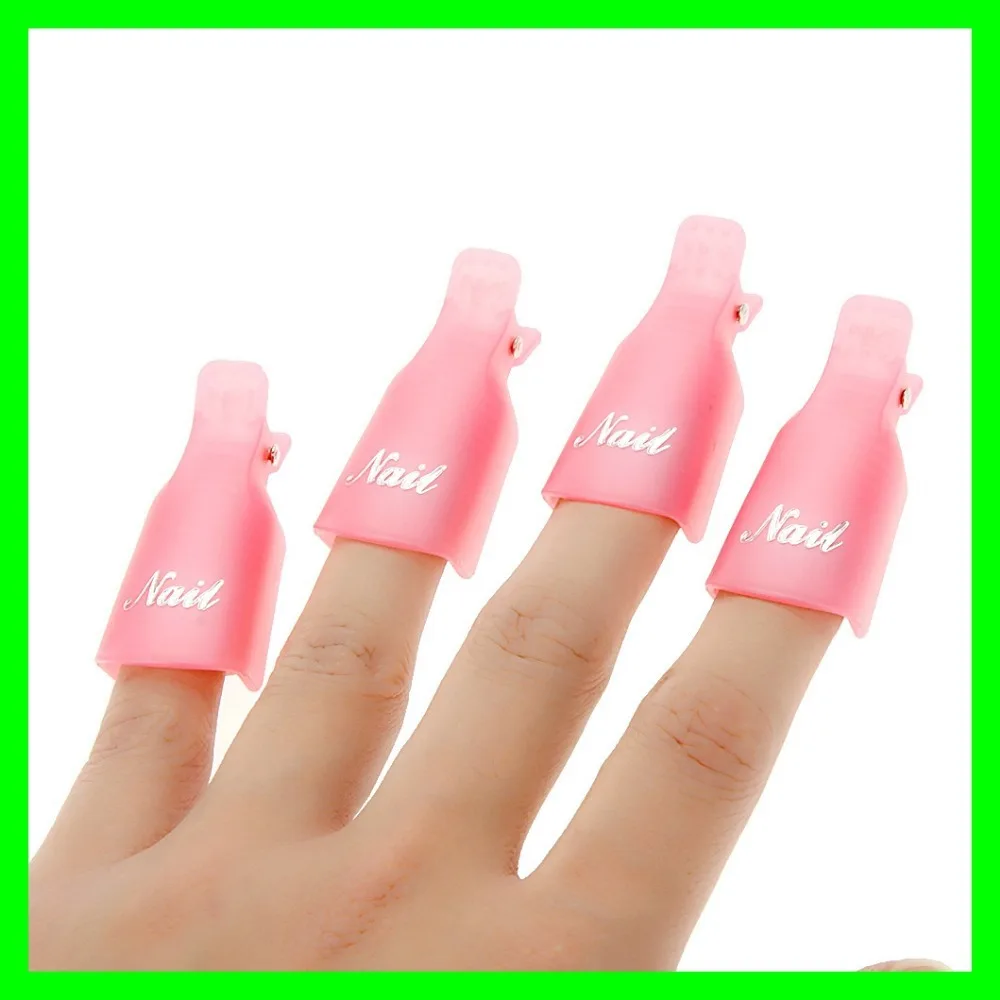 10PCS Reusable Nail Art Soak Off UV Gel Polish Clip Remover Soaker Cleaner Wrap Caps Tools