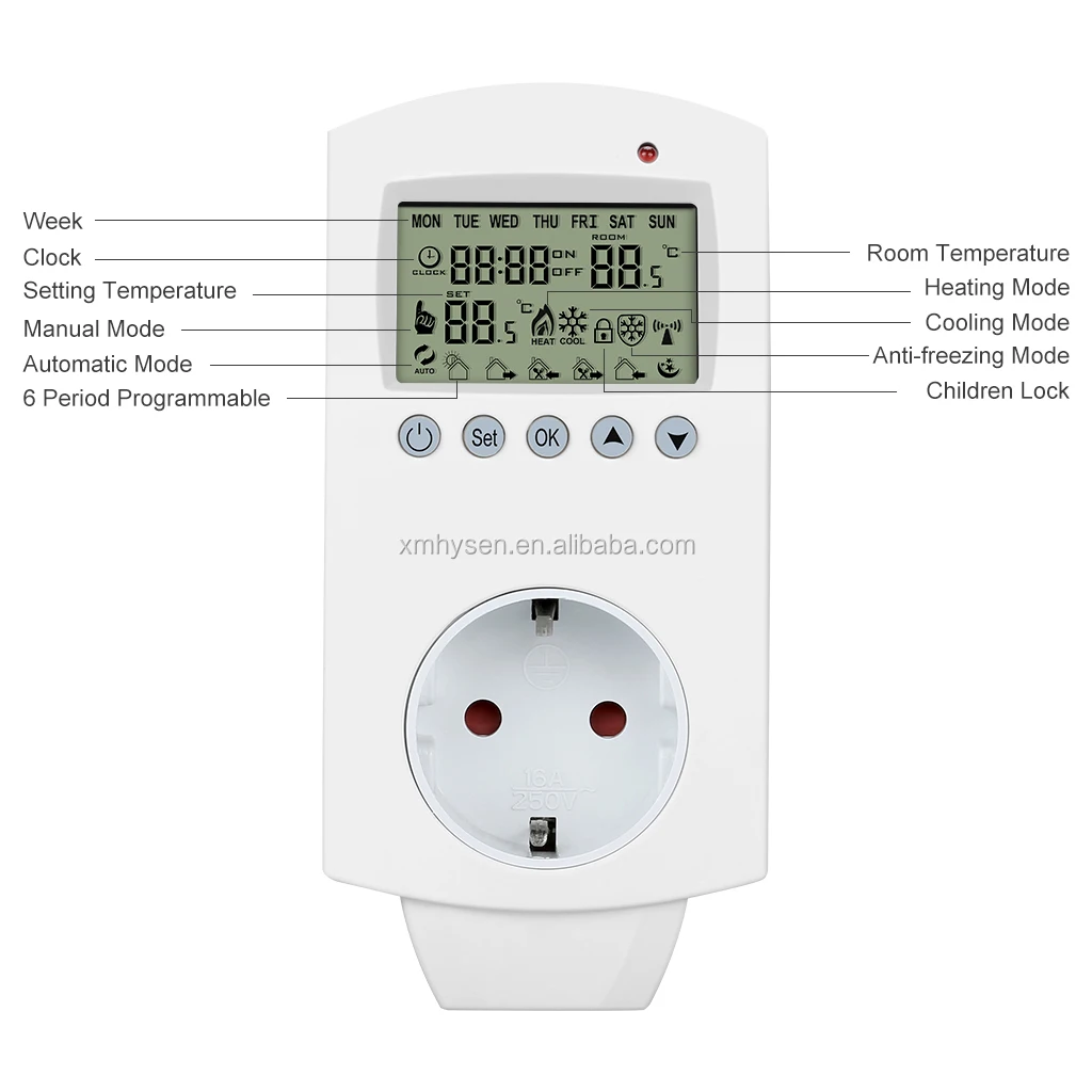 
Digital Plug-in room Thermostat Reptile Infrared mirror heating temperature switch electric floor heating thermostat 