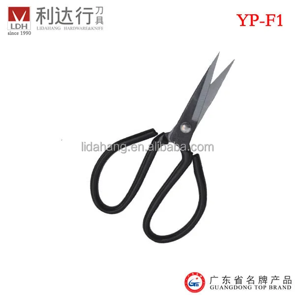 Ножницы для резки кожи с черной резиновой ручкой и лезвием из углеродистой стали