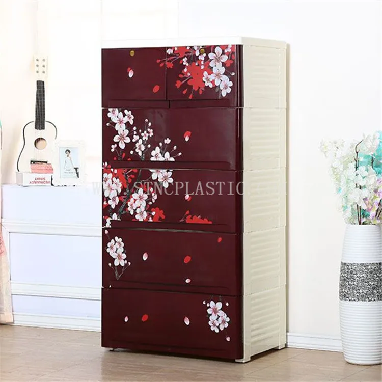 Chinese traditional design 5 layer drawer storage plastic clothes cabinet