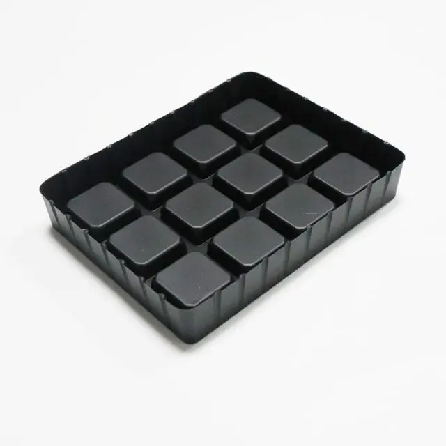 
Custom Made Black PS Plastic Candy Chocolate 12 Cavity Box Blister Packaging Insert Tray 