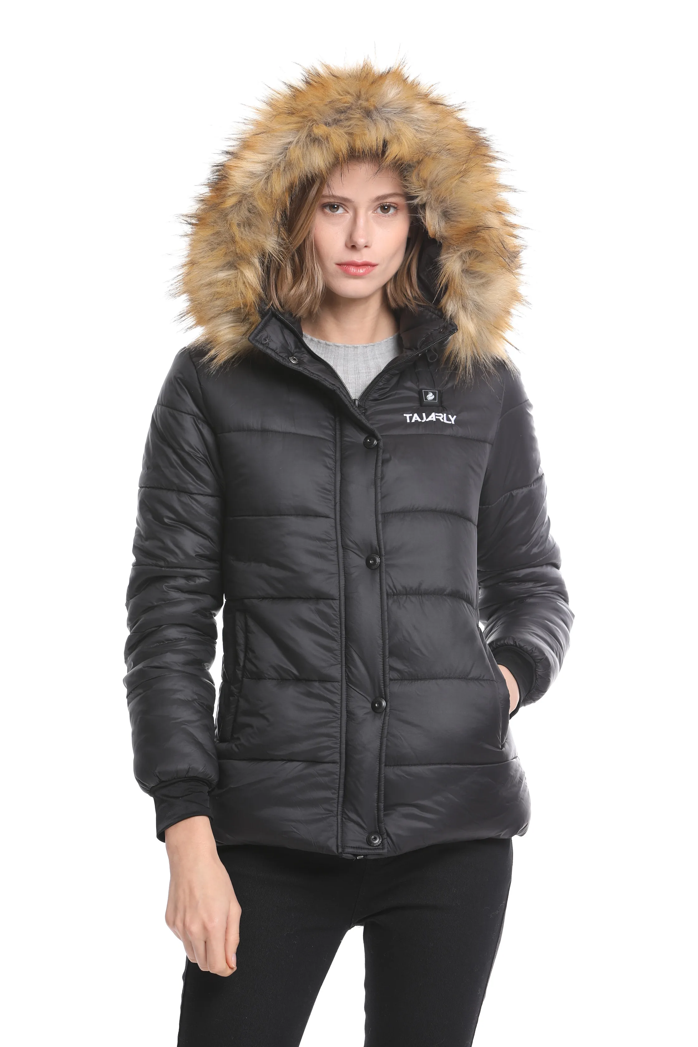Wholesale Cheap Price Women Outdoor Rechargeable Battery Operated Heated Parka Jacket Winter Thermal Coat