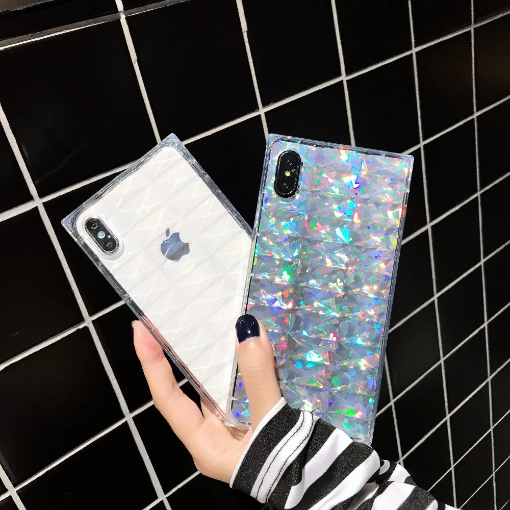 OEM QJZL For iPhone XR/ XS MAX/ 6S 7 8 Plus Candy 3D Glitter light Transparent Cover Coque For iPhone 7 Case soft silicon Cover