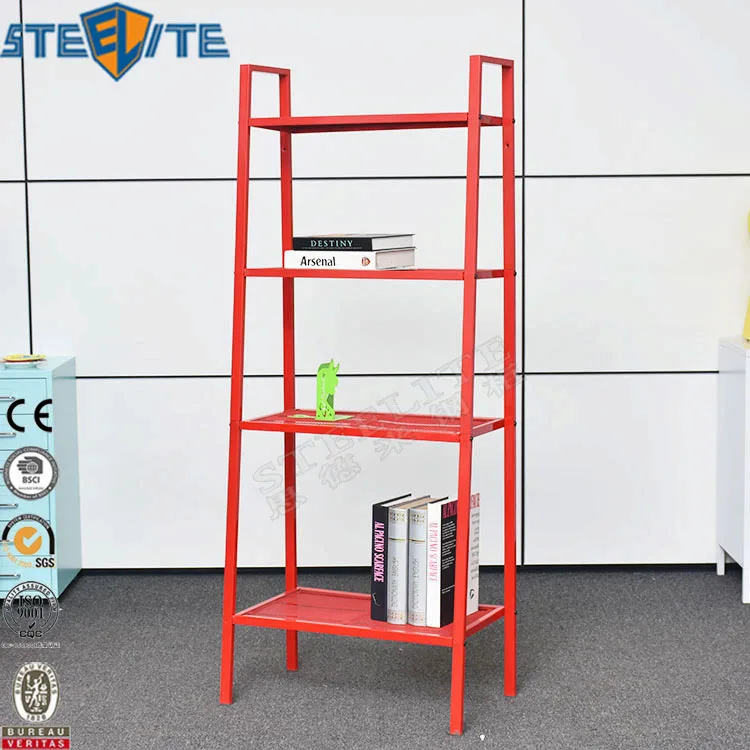 4-Tier Metal Ladder Storage Shelf Tree Bookshelf and Shoe Rack
