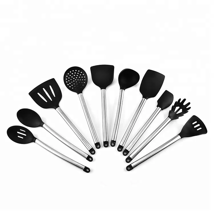 Kitchenware Stainless Steel Kitchen Utensils, 10 Piece Silicone Cooking Utensil Set Including Spatula, Spoon,Turner-Cookware Set