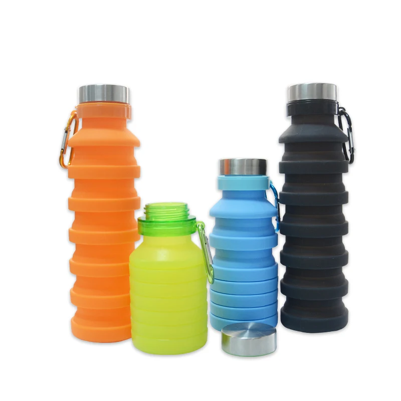 
2020 Wholesale Sport Silicone Squeeze Foldable Collapsible Water Bottle 