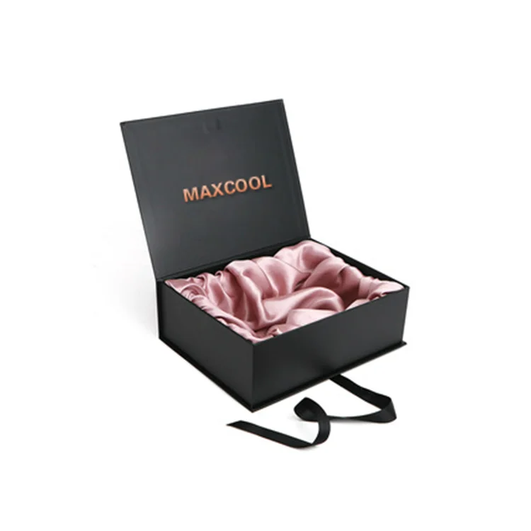 Luxury Black Satin Hair Extension Packaging Box Set Custom Logo Magnetic Gift Wig Box Made from Cardboard Paper Boxes