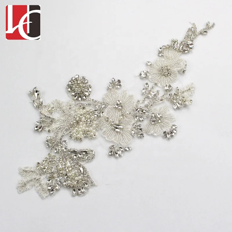 HC-4974 Fashion ab bridal crystal applique for dress