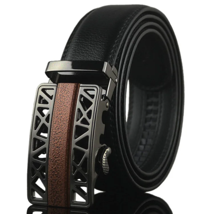 ab394 Men Adjustable Buckle Leather Belt for Suits