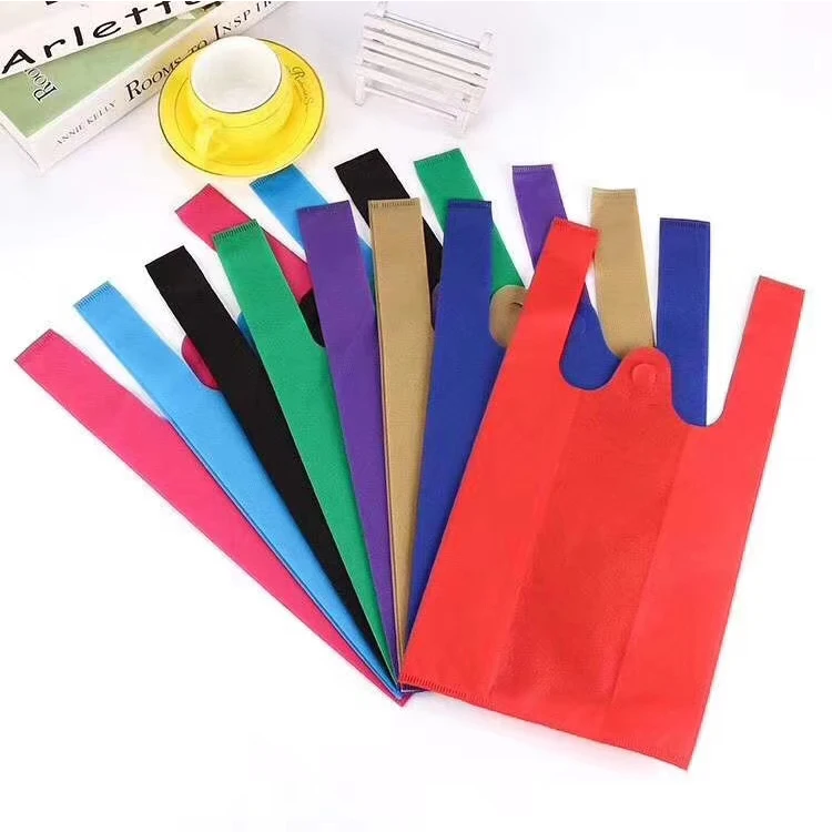 
High quality cheap custom logo eco friendly carry shopping non woven vest bag 