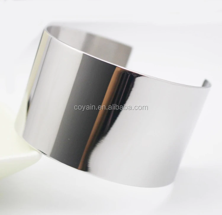 Stainless Steel Metal Cuff Bracelet Blanks silver Plain Cuff Bracelet