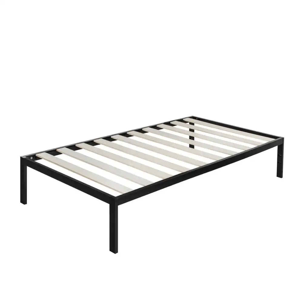 
New Design Cheap Bedroom Furniture Silver Black Adult Twin Size Metal Bed With Round Tubing 