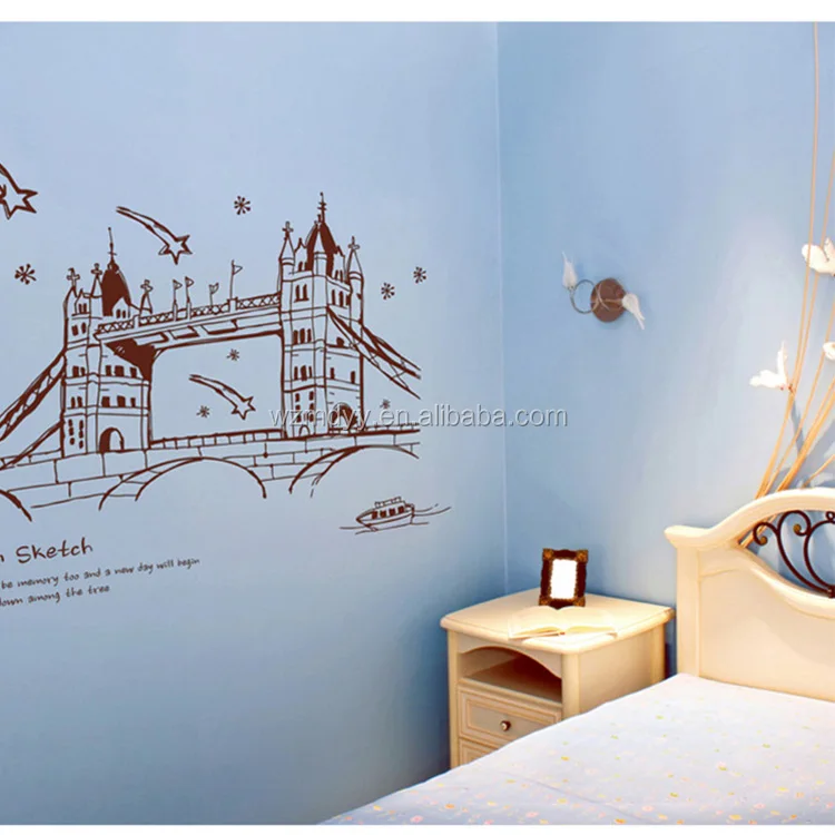 London bridge design home decoration wall sticker removable diy wall sticker