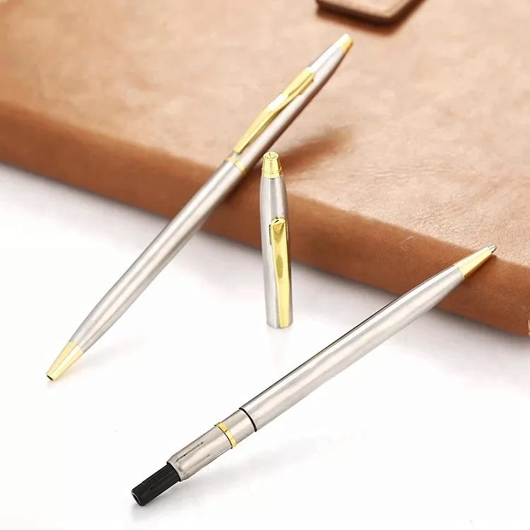 Factory hotel suppliers promotional ballpoint pen with custom logo metal slim ball pen