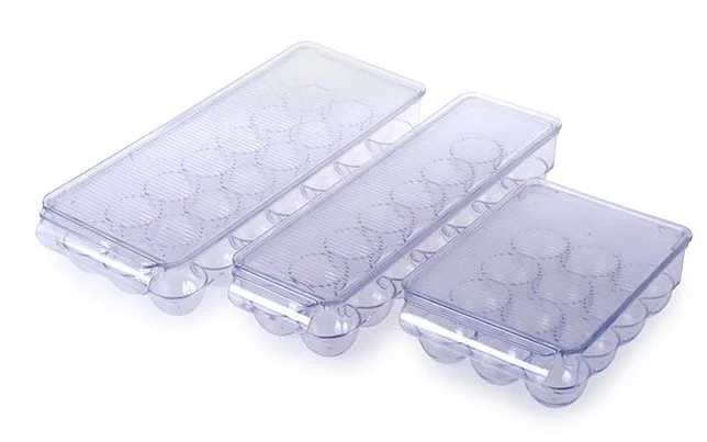 ZNF00022 Clear Stackable 21 Eggs Tray Refrigerator Storage Container Covered Egg Holder