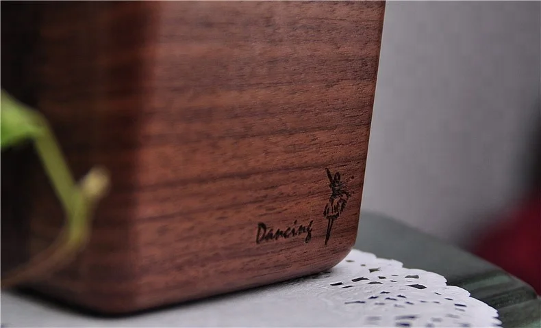 Dancing ballerina walnut music box birthday gift for kids