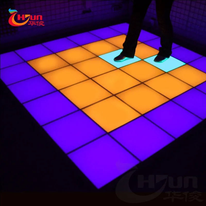 
China glass touched color changing light up dance floor mat 