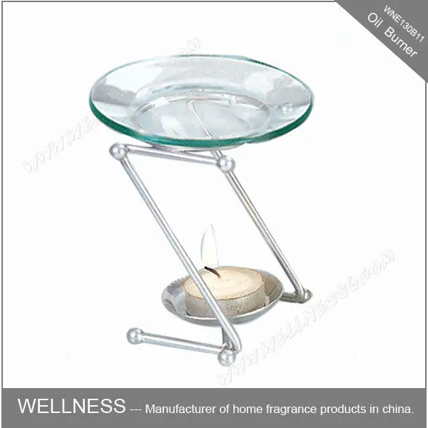 new design fragrance metal and glass oil burner with tealight