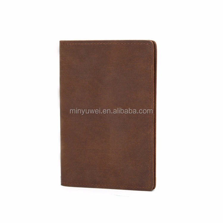 Vintage leather two pockets passport holders for businessmen crazy horse leather travel accessories passport case