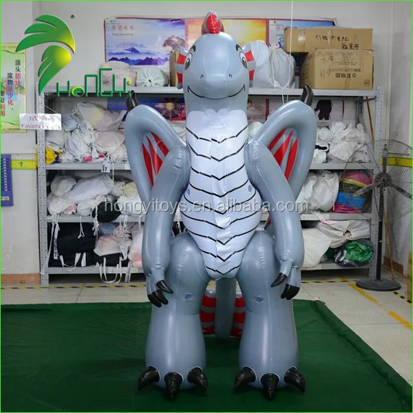 2.3m high customized cute inflatable dragon suit with wings for sale