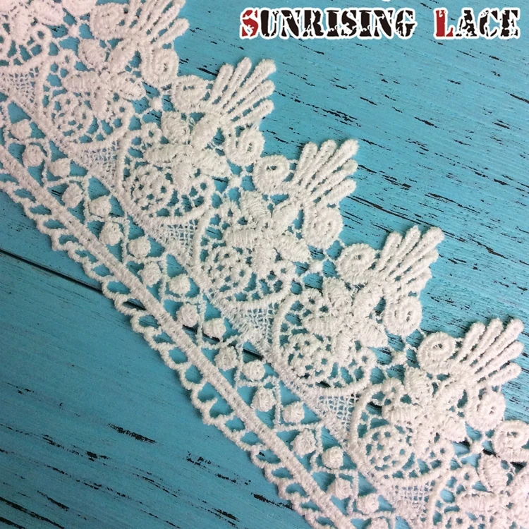 Wholesale 2020 New Indian White Embroidery Fabric Rose Trimmings Cotton Eyelet Lace Trim