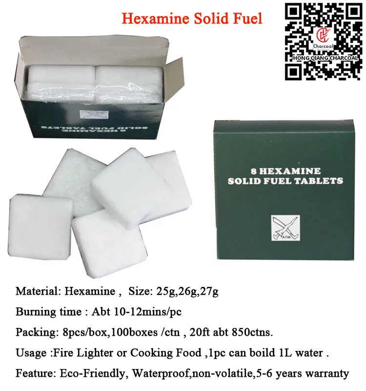
HQS-025 Hongqiang White firestarter solid fuel hexamine for outdoor 