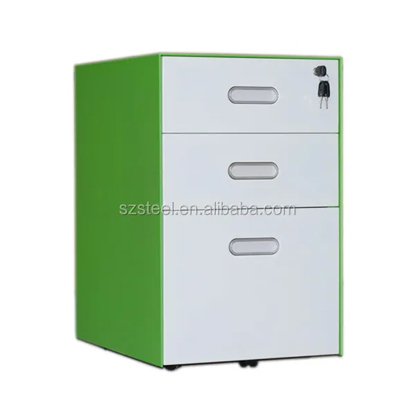 Colorful Office Movable Pedestal Acrylic Crystal Concave Handle File Pedestal Office Steel Cabinet