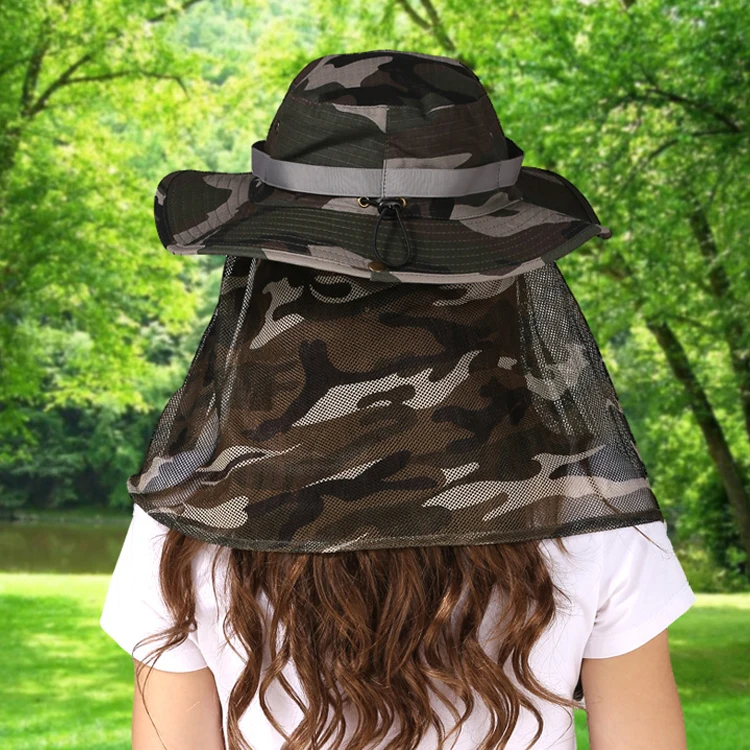 Custom Hunting Fishing Hiking Outdoor Crimping Cool Mesh Brim Camouflage Boonie Bucket Hat