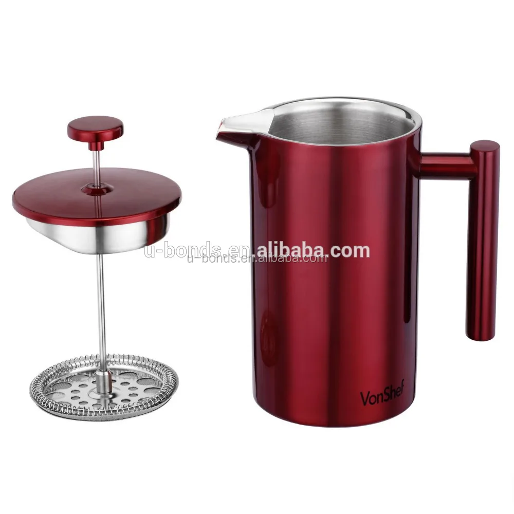 Нержавеющая сталь двойной стены чай кофе Френч-пресс для приготовления кофе