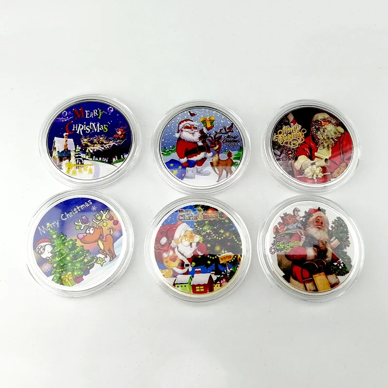 Souvenir Rudolph the Red-Nosed Reindeer Christmas Santa silver plated coin