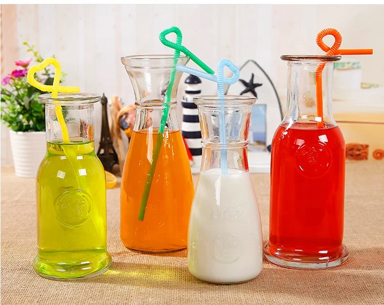 
350ml 500ml Ring Neck Glass Sauce Bottle Beverage Bottle Juice Bottle With Metal Cap 