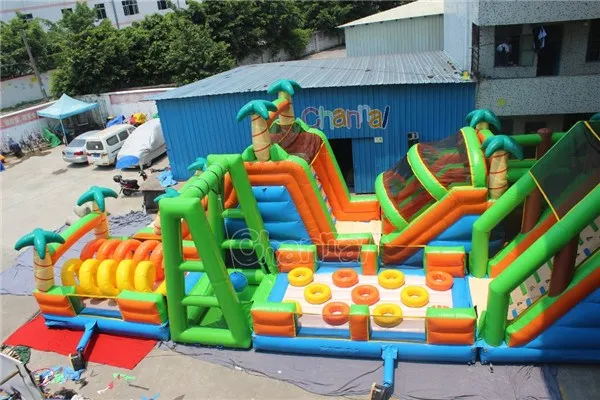 giant inflatable interactive adult game  inflatable obstacle course Jungle Inflatable Wipeout game
