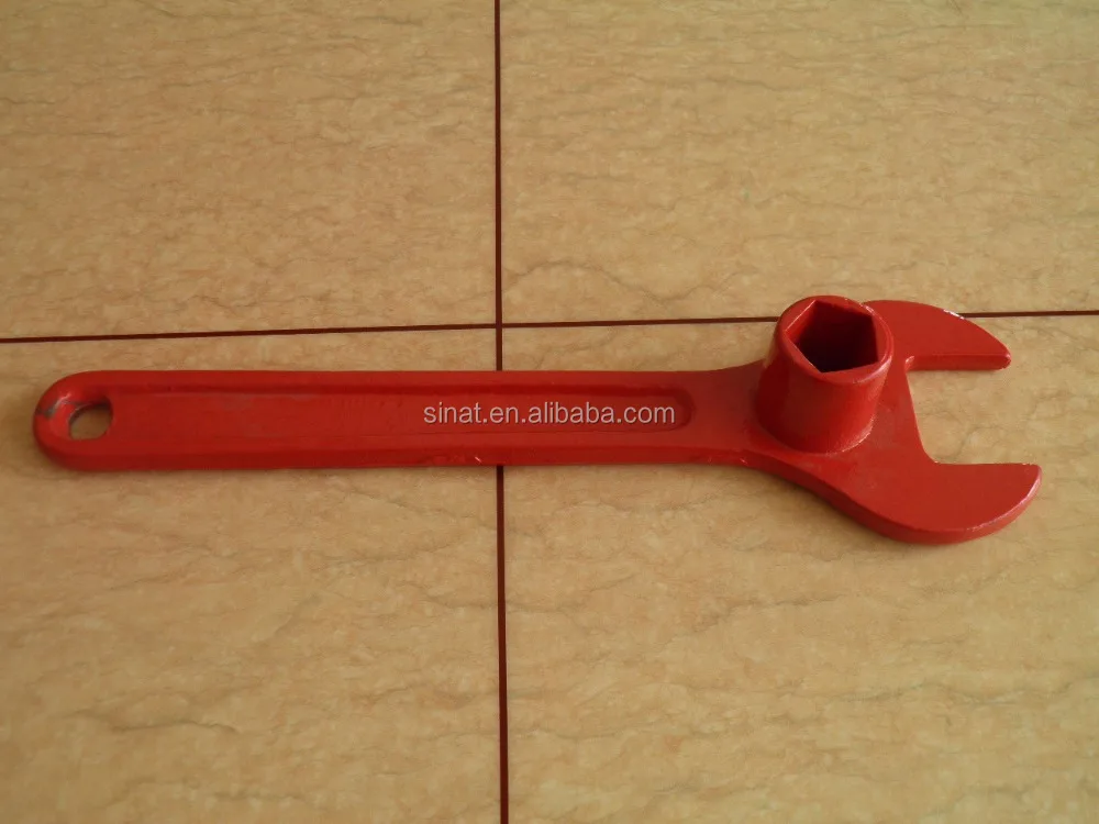Outdoor secure red fire fighting ground fire hydrant wrench