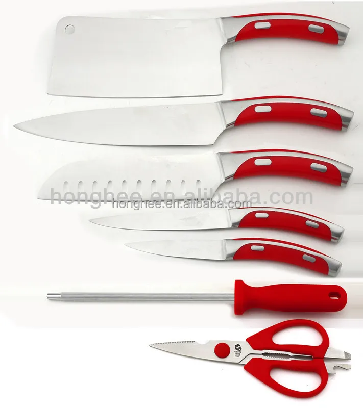 
Acrylic Stand 8PCS Knife Set With Red Handle 